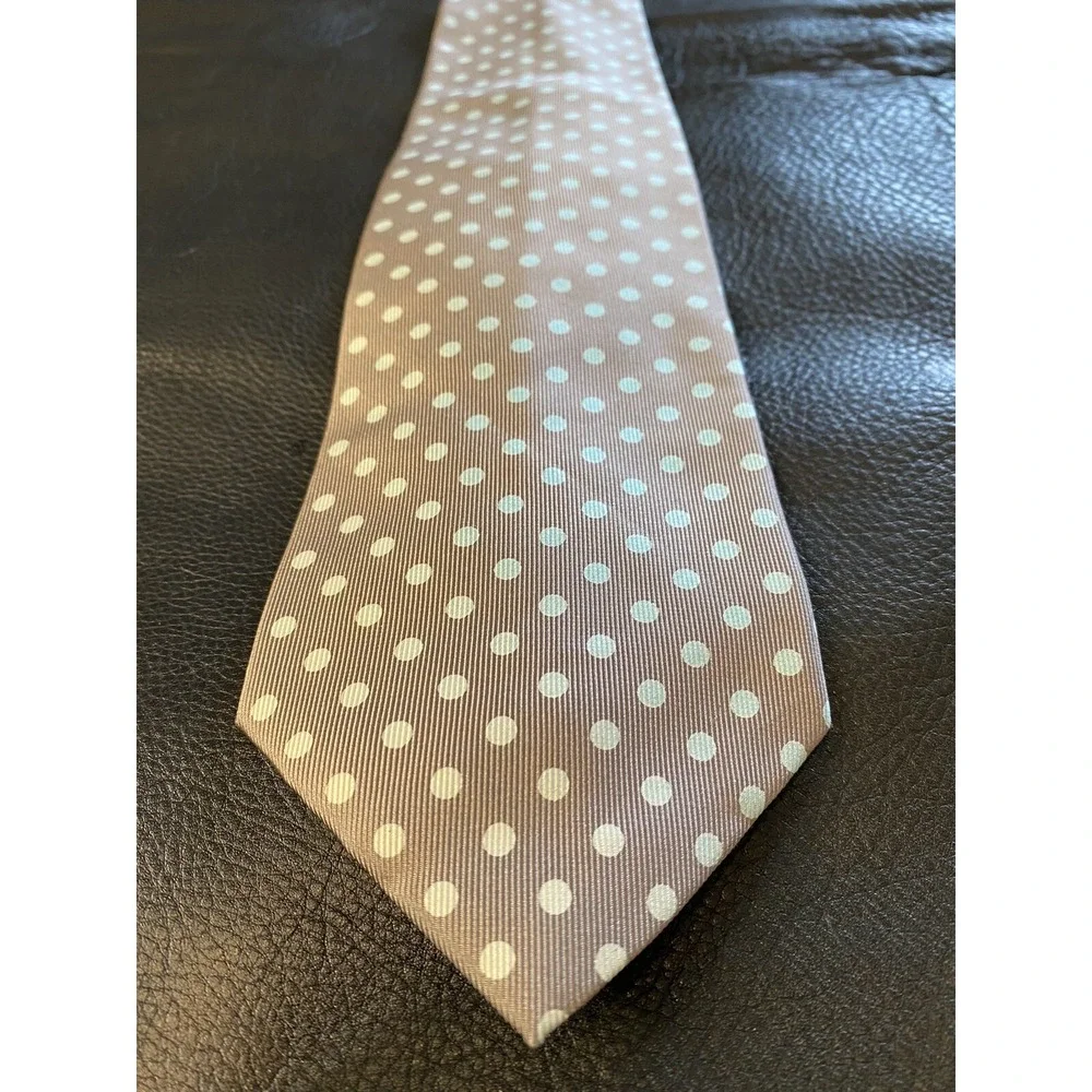 ALAN BILZERIAN Mint Polka dot Over Earth Brown Silk tie Italy Made Spring/Summer